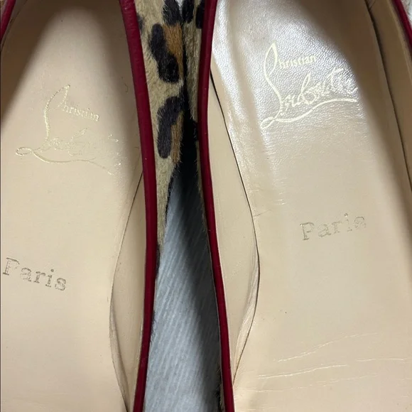 Christian Louboutin Red and Leopard Print Flats    Size 10 - Picture 5 of 13